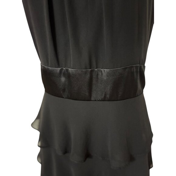 Jones Wear Black Halter Neck Sleeveless Tiered Ruffle Dress Size 8 Party - Picture 2 of 7